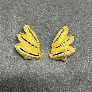 1594 Givenchy Gold Tone Abstract Wing Earrings